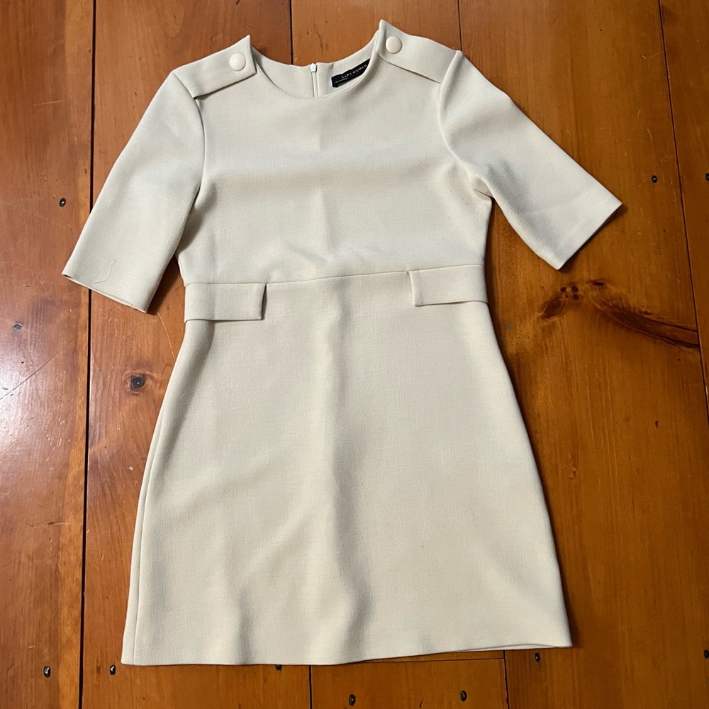Zara mod cream dress with sleeves size medium